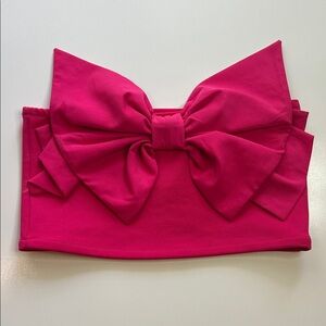 Zara Vibrant Pink Bow Bandeau Strapless Crop Top